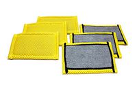 Microfiber Dish and Kitchen Scrubbing Sponge - 4.25"x6.25" - Dish Sponge Replacement, Scratch-free Scouring Pad, Laundry and Dishwasher Safe (6, Grey and Gold)