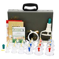 JKANGH 18 Cups Massage Cupping Set, Vacuum Suction Biomagnetic Chinese Therapy Cup, Home Medical, for Women and Men, Stress and Muscle Relief with Pump Gun