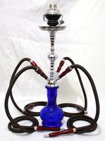4 Hose Hookah Pipe DEEP BLUE 22" Nargila Shisha Smoking Party Set with Four Pro Lounge Hoses