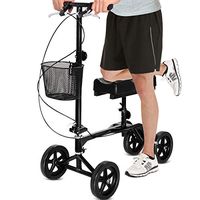 Giantex Folding Knee Scooter with Basket, Steerable Knee Walker Deluxe Crutch Alternative, Non-Slip Foam Knee Pad, Dual Braking System, Medical Knee Scooter Cycles for Foot Ankle Injuries