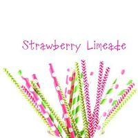 Aimeart Paper Straw 25-piece Set, 7.5" long, Strawberry Limeade