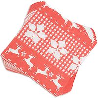 Juvale Christmas Paper Party Napkins (100 Count), Red Reindeer Plaid, 6.5 Inches