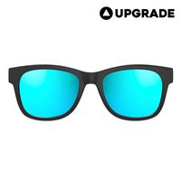 VocalSkull Alien 5 Bone Conduction Glasses Polarized Sunglasses Headphones Headset Music Stereo Hearing Aid for Sports Running Cycling Hiking IOS Android Matted Black Frame (Blue)