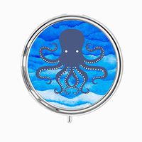 Udoosun Blue Sky Custom Personlized Round Tablet Medicine Pocket Purse Travel Pill Vitamin Decorative Box Case Holder