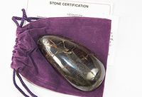 Fundamental Rockhound Products: Hematite Massage Wand Teardrop Style Natural Gemstone Crystal, grounding Stone with Carrying Pouch