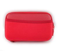 Multi-Functional Hard Shell Travel Organizer Carrying Case Bag for External Hard Drive Transfer Cable Electronic Accessories Camera Diabetic Testing Kit Blood Glucose Monitoring System (Red)