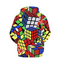 Men's Long Sleeve Drawstring Sweatshirt, Males Hooded 7D Printed Pockets Coat Autumn Winter Casual Tops White