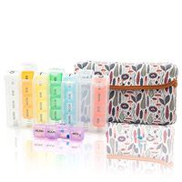 Pill Case Large 7-Day / 28 Compartments in Neoprene Carrier with Storage Pill Box in Daily in Morn, NOON, EVE, Bed a Weekly Vitamin, Medicine, Capsule Organization (Brown, Woods)