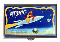 1950s Atomic Rocket Happy Couple Advertising Decorative Pill Box