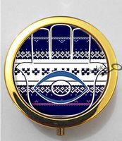 BlackKey Hamsa Hand with Evil Eye Design 3-Compartment Decorative Pocket Gift Box Case Organizer for Pill, Color 2 -577