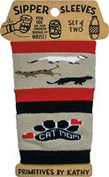 Primitives by Kathy - To-Go Coffee Cup Reusable Knit Insulator Sleeves, "Cat Mom," 2 Pack
