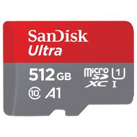 SanDisk 512GB Ultra microSDXC UHS-I Memory Card with Adapter - 100MB/s, C10, U1, Full HD, A1, Micro SD Card -  SDSQUAR-512G-GN6MA
