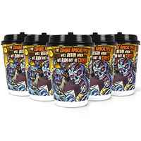 Q Cups 12oz Disposable Paper Coffee Cups with Lids, 50 Count - Funny Zombie Graphic, Double Wall Design - For Bake Sales, Meetings and More - Premium Construction, Quick, Easy Cleanup