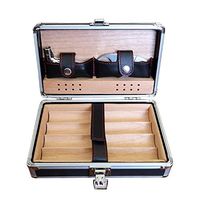 Jolly Cigar Humidor Cigars Desktop Cedar Lined Box with Hygrometer and Humidifier (Color : Black)