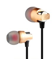 Fashion Wired Headphones Noise Isolating Earphones In-ear Heavy Bass Earbuds with Microphone (Golden)