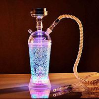 NMSL Acrylic Hookah Set with LED Light Sheesha Metal Bowl Holder for Coal Narguil Hookah Cup Small Portable Hookah Set,Green