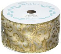 Burton & Burton Ribbon #40 Gold Holly Spray 20 Yards