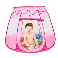 Famoy Folding Pink Princess Play Tent Toddler Ball Pits, Girl Toys Gifts Easy Pop Up Indoor and Outdoor Use (Balls not Included)