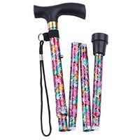 Fashion Folding Cane – Collapsible Lightweight Walking Stick for Men and Women – Adjustable Mobility Aid with Soft Comfort Grip – Purple Fuchsia Floral Design