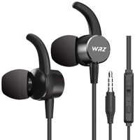 VVRZ Wired Earbuds In Ear Headphones Noise Isolating Earphones Bass Stereo Headsets With Microphone & Volume Control & Remote For Android IOS Tablet Laptop Computer Gym Running Jogging workout (Black)