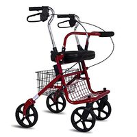 LTLHXM Walking Frame Lightweight Folding 4 Wheel Rollator Walker with Padded Seat & Backrest Lockable Brakes Foot Rests for Safety Walking Mobility Aid for Elderly