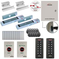 Visionis FPC-7281 Two Door Access Control for Inswing Door 300lbs MagLock Time Attendance TCP/IP Wiegand Controller, Black Card Reader and Keypad, 10,000 Users Software Included