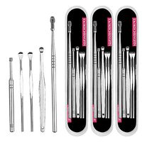 Bestgle 4 Set Ear Wax Remover Tools, Stainless Steel Earwax Pick Cleaner Tool Kit, Professional Ear Hygiene Care Sets with Storage Box