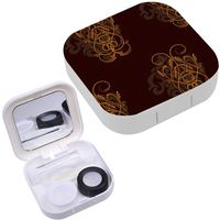 Portable Contact Lens Case Box Travel Kit Mirror + Bottle + Tweezers Container Holder [ Endless Texture ]