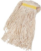 AmazonBasics Cut-End Cotton Commercial String Mop Head, 1.25 Inch Headband, Medium, White, 6-Pack