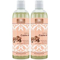 Beauty Aura 100% Pure Castor Oil - Cold Pressed - 16 fl oz (473 ml) - for Healthy Hair, Skin & Nails (Pack of 2)