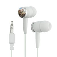 Graphics and More Africa Animals Selfie Giraffe Elephant Lion Zebra Novelty in-Ear Earbud Headphones - White