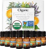 Cliganic USDA Organic Aromatherapy Essential Oils Set (Top 8), 100% Pure Natural - Peppermint, Lavender, Eucalyptus, Tea Tree, Lemongrass, Rosemary, Frankincense & Orange | Cliganic 90 Days Warranty