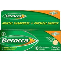 Berocca with Vitamin C 1000mg, Zinc, Biotin, B12 Vitamin Energy Supplement, Orange Flavor Effervescent Tablets, 10 Count