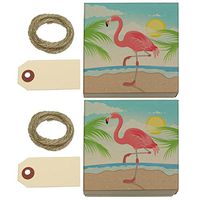 Flamingo and Palm Tree Beach Vacation Kraft Gift Boxes Set of 2