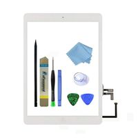 Zentop White IPad Air 1st Generation Touch Screen Digitizer Glass Replacement Modle A1474 A1475 A1476 with Home Button,Camera Holder,Preinstalled Adhesive,Tool Kit. (White)
