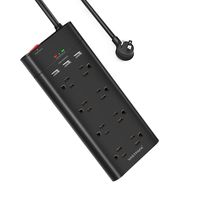VASTFAFA 8-Outlet Surge Protector Power Strip with 3 Fast USB Charging Port/1050 Joules and 4.5-Foot Heavy Duty Extension Cord, FCC ETL Listed, Black