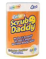 Scrub Daddy Colors - Color Code Cleaning, FlexTexture, Soft in Warm Water, Firm in Cold, Deep Cleaning, Dishwasher Safe, Multi-use, Scratch Free, Odor Resistant, Functional, Ergonomic, (4 Count)