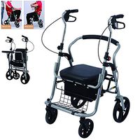 DNNAL Rolling Walkers Multifunction Luxury Aluminum Walker Foldable and Rest Elderly Shopping Cart