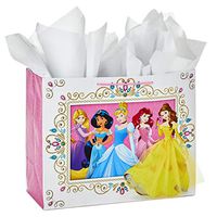 Hallmark 10" Large Disney Princess Gift Bag with Tissue Paper (Cinderella, Ariel, Jasmine, Rapunzel, Belle) for Birthdays and More