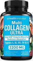Multi Collagen Protein Capsules Supplement - Enhanced Absorption for Hair Growth & Nails, Healthy Joints & Skin - 180 Capsules