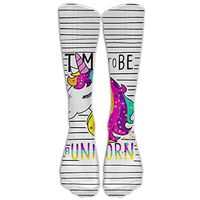 Womens Time To Be Unicorn Printed Sock Over Knee High Boots Girls Long Socks