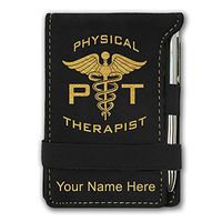 Mini Notepad, PT Physical Therapist, Personalized Engraving Included (Black)