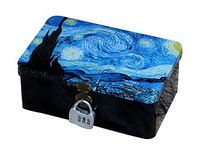 Gentle Meow Creative Night Style Box Large Password Tin Box with Lock Storage Gift Box Stars