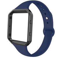 AKALE Sport Bands Compatible with Fitbit Blaze, Slim Replacement Narrow Silicone Strap Wristband with Metal Frame Compatible for Fitbit Blaze Smart Fitness Watch-Navy Blue-Large-A