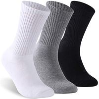 Facool Mens Womens Diabetic Socks, Crew Non Binding Diabete Cotton Socks, Loose Top Crew Fit for Better Circulation,Supersoft Moisture Wicking Wide Sock 3 Pairs Black/Grey/White X-Large