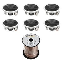 Yamaha NS-IW280CWH 6.5" 3-Way In-Ceiling Speaker System - White (Set of 6 Speakers + AmazonBasic Speaker Wire)