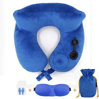 WAOBE Inflatable U-Shaped Pillow Pressed Automatically Inflatable Travel Care Cervical Aircraft Pillow by Car Care Neck Pillow Inflatable Neck Pillow, Blue