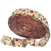 Armfer-household supply Christmas Vintage Wired Burlap Ribbon Snowflakes Elk Print Xmas Tree Ribbons DIY Gift Wrapping Garland Wreath Bows Presents Party Decorations 2 Meters