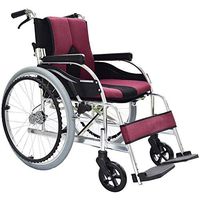 PLLP Medical Rehab Chair, Wheelchair,Lightweight Wheelchair Transport Medical 13.6Kg Foldable Ergonomic Comfortable Armrest Lifting Leg 100Kg Load Bearing 40 42Cm Seat Width Manual Wheelchair,Red