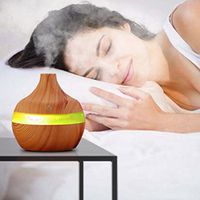 300ml Wooden Ultrasonic Humidifier Purifier USB LED Mini Air Aroma Humidifier Essential Oil Diffuser 7 Color Changing By Makaor (Wood Color, Size: approx. 110x110x115mm/4.33x4.33x4.52inch)